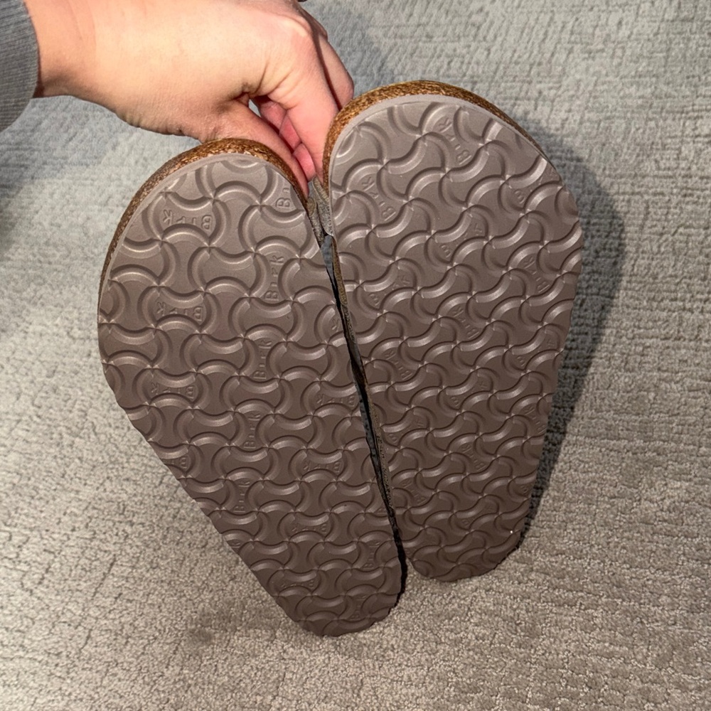 Birkenstock Metallic Silver Two-Strap Crisscross Sandals - Picture 5 of 5